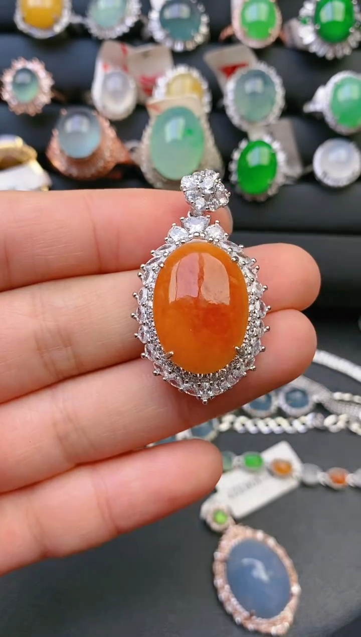 【闪购商品】翡翠戒指银S925镶嵌天然A货翡翠1