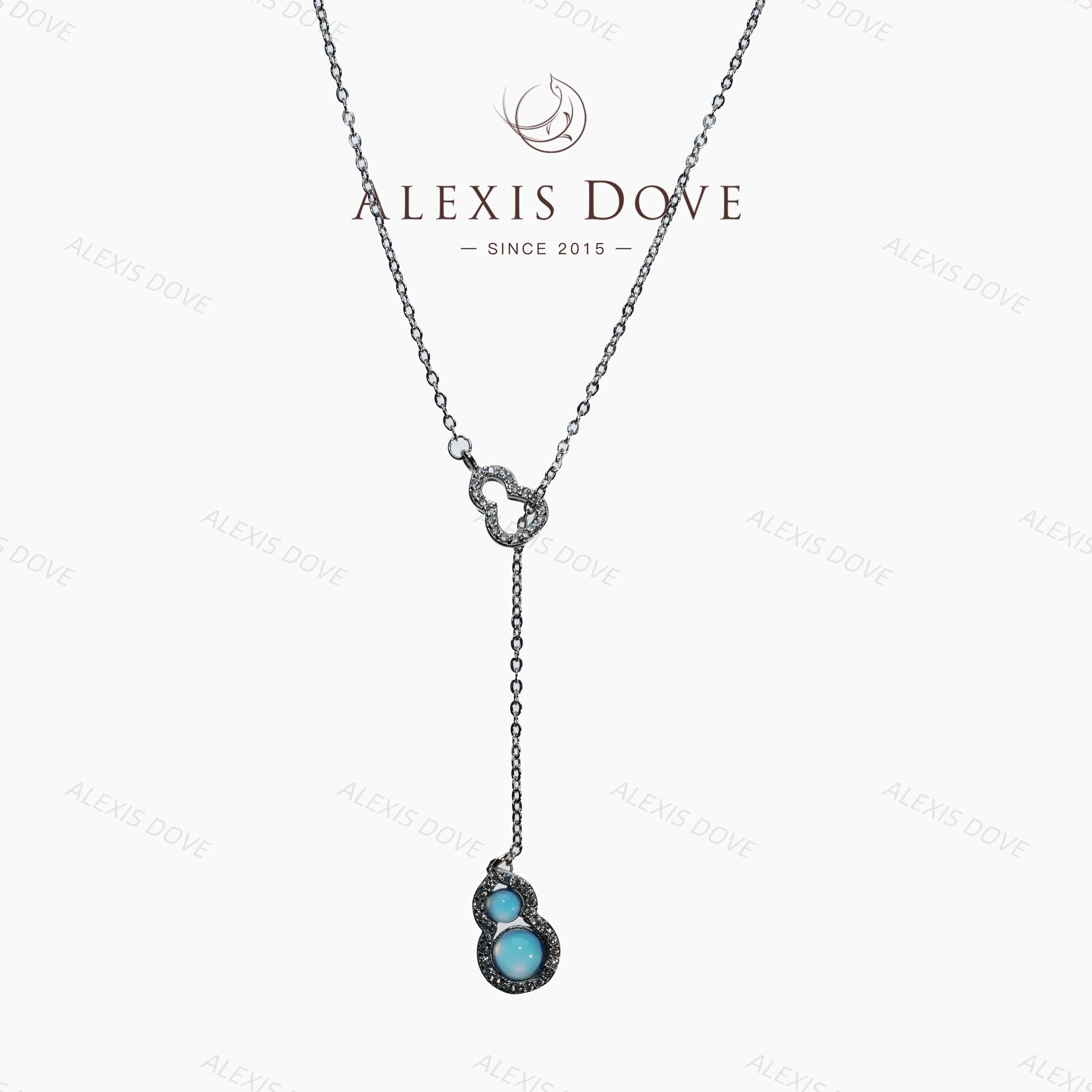 铜合金合成锆石项链 轻奢气质设计感葫芦项链