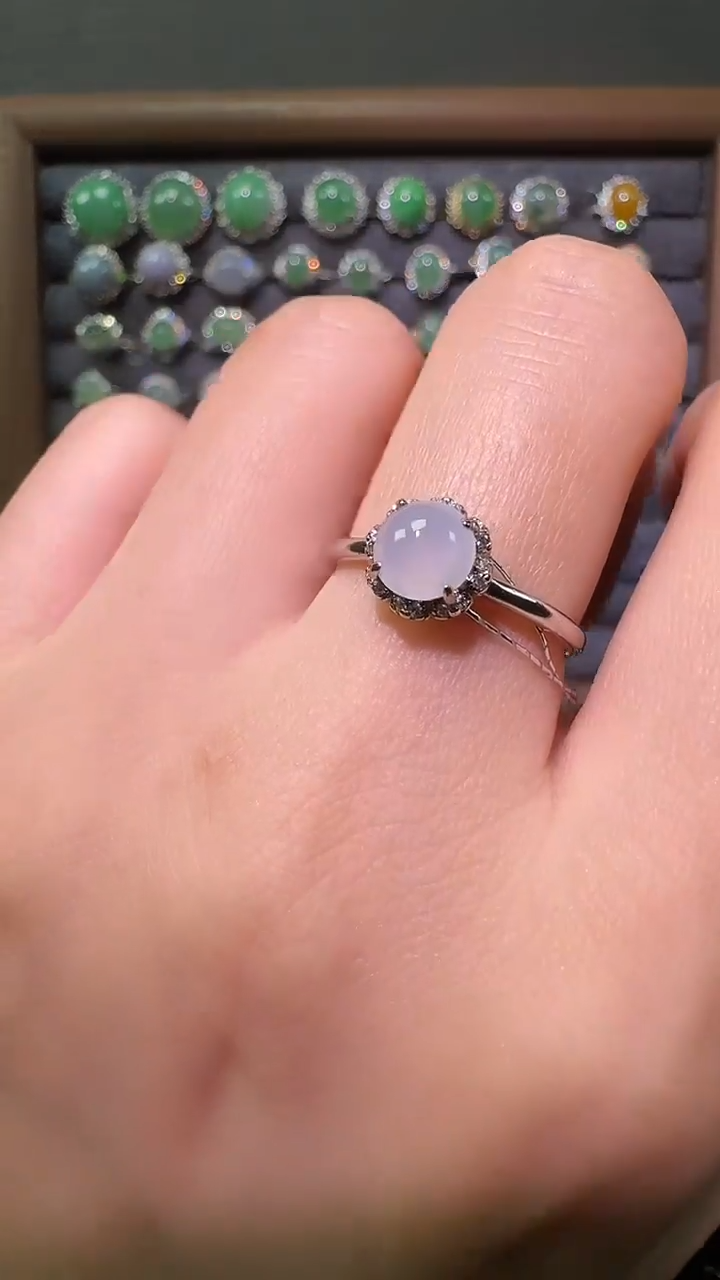 银S925镶嵌戒指翡翠戒指16