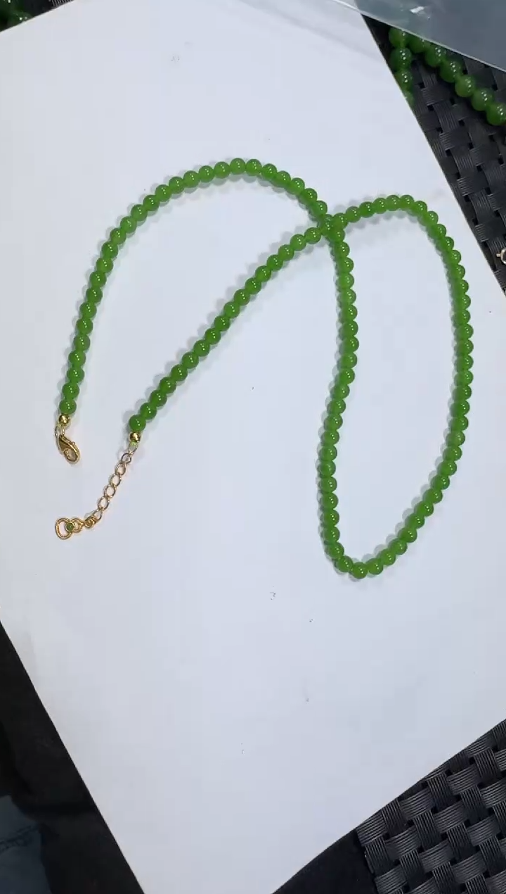 项链未镶嵌和田玉（碧玉）小米珠项链4m葫芦