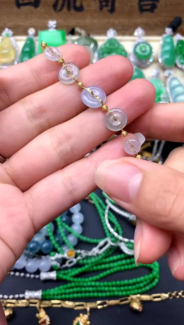 【闪购商品】翡翠手链18K金镶嵌239-中国好珍宝
