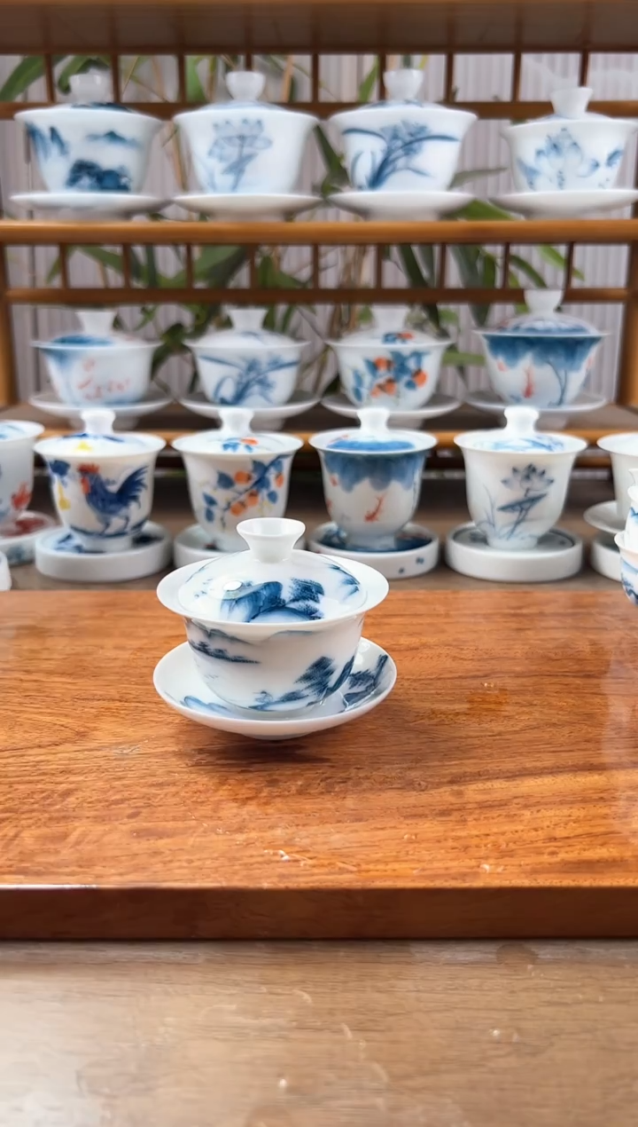 微瑕寒江独钓80ml三才盖碗