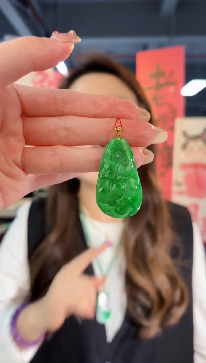 【闪购商品】翡翠颈饰18K金镶嵌 缅料A货/支持复检/一件