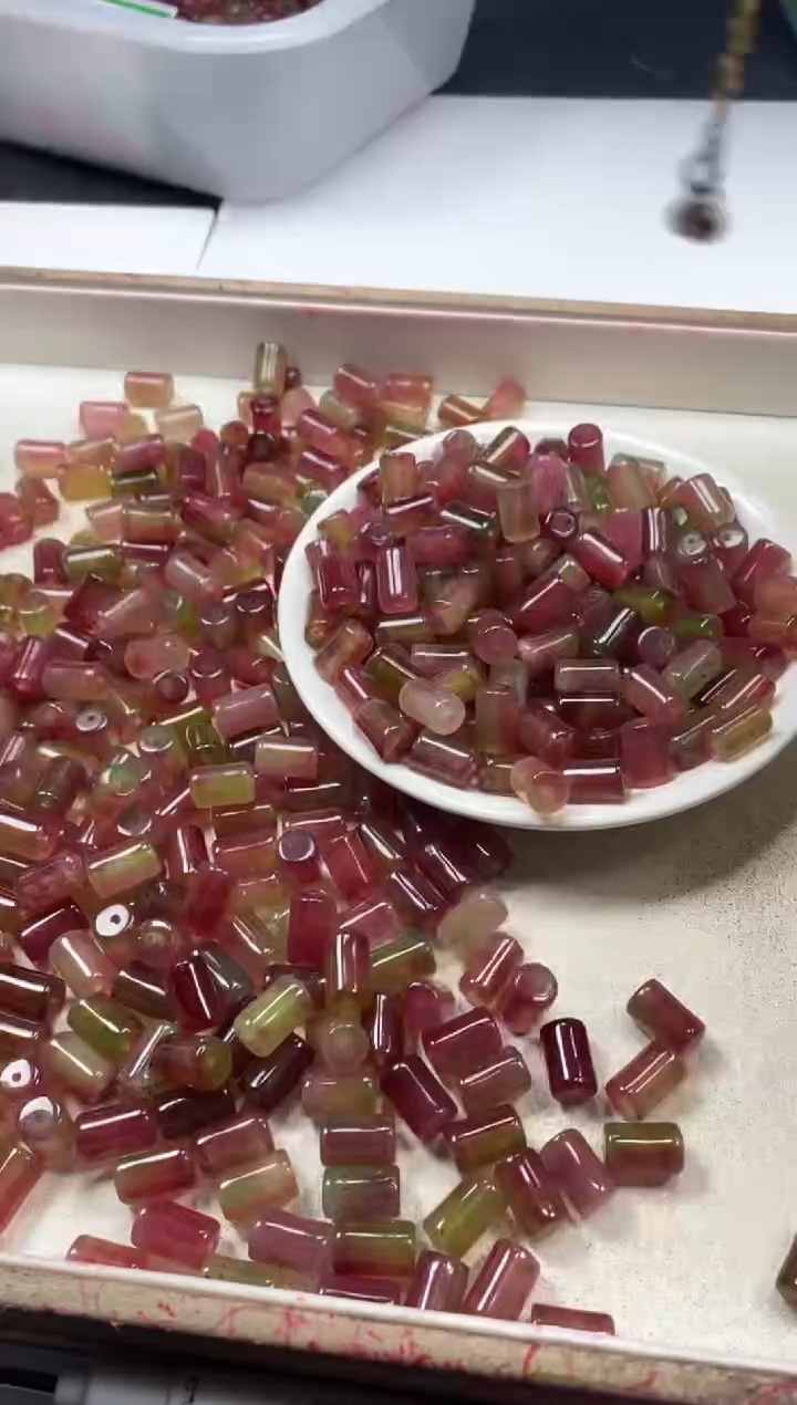 【闪购商品】玛瑙/玉髓颈饰未镶嵌w2227梅花玉大管珠12*8mm*20