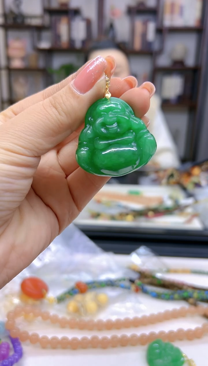 【闪购商品】翡翠吊坠(赠链)银S925镀金镶嵌D215