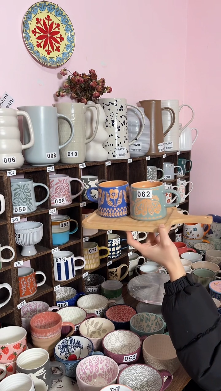 【闪购商品】陶瓷手柄款绿蝴蝶加小花