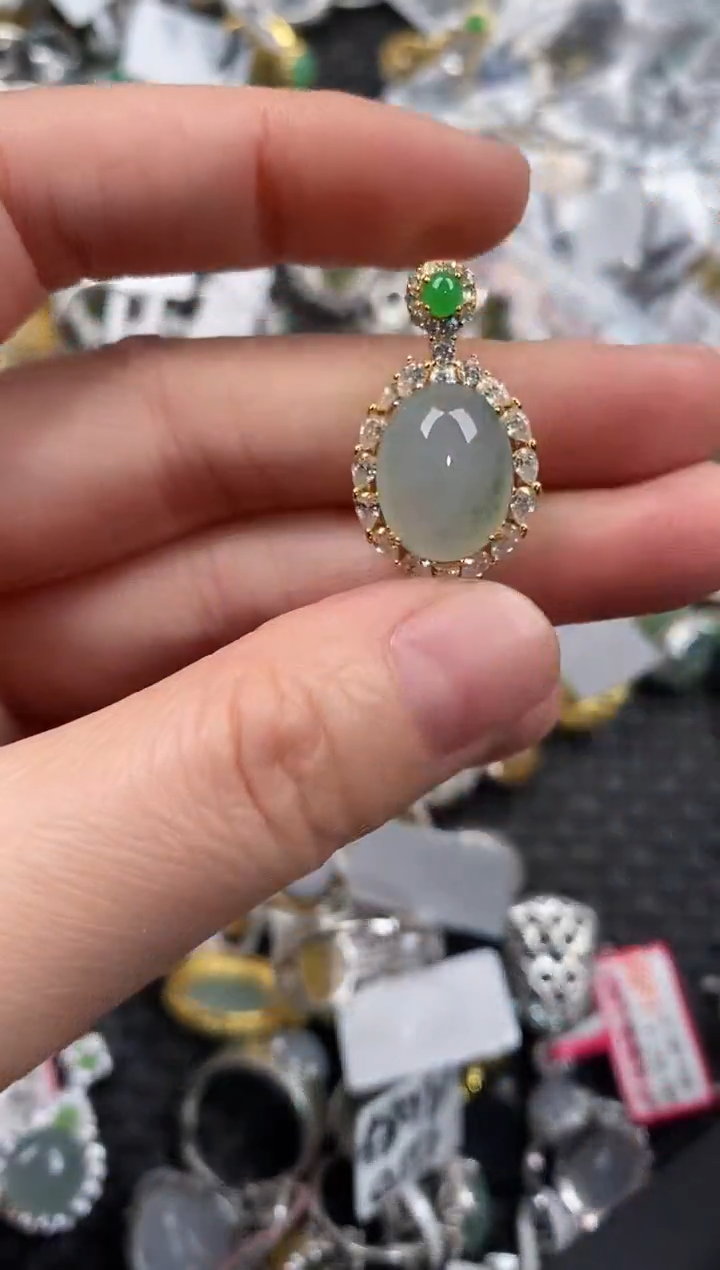 银S925镶嵌戒指翡翠10                 4