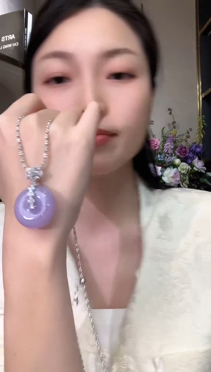 吊坠(不含链)18K金镶嵌翡翠冬日珠宝E170紫货有色差