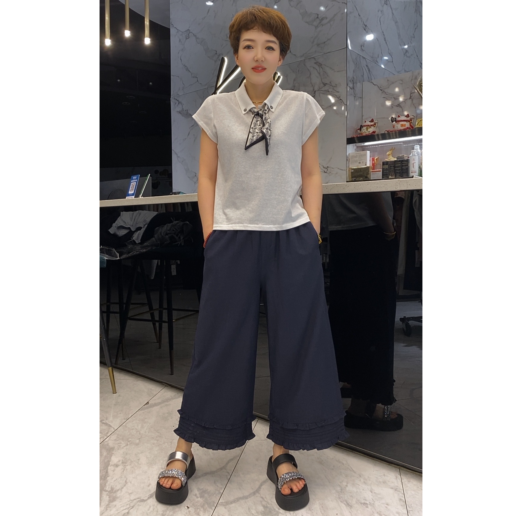 【卡蔻】25C18夏季新款polo衫+休闲裤两件套套装