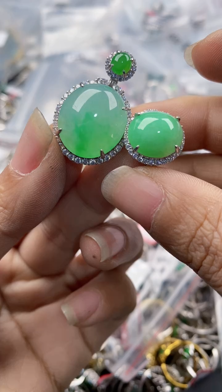 银S925镶嵌戒指翡翠1010---10