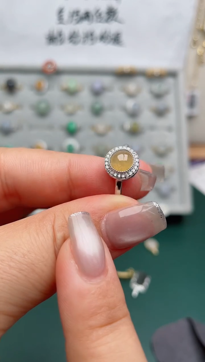 翡翠戒指银S925镶嵌.