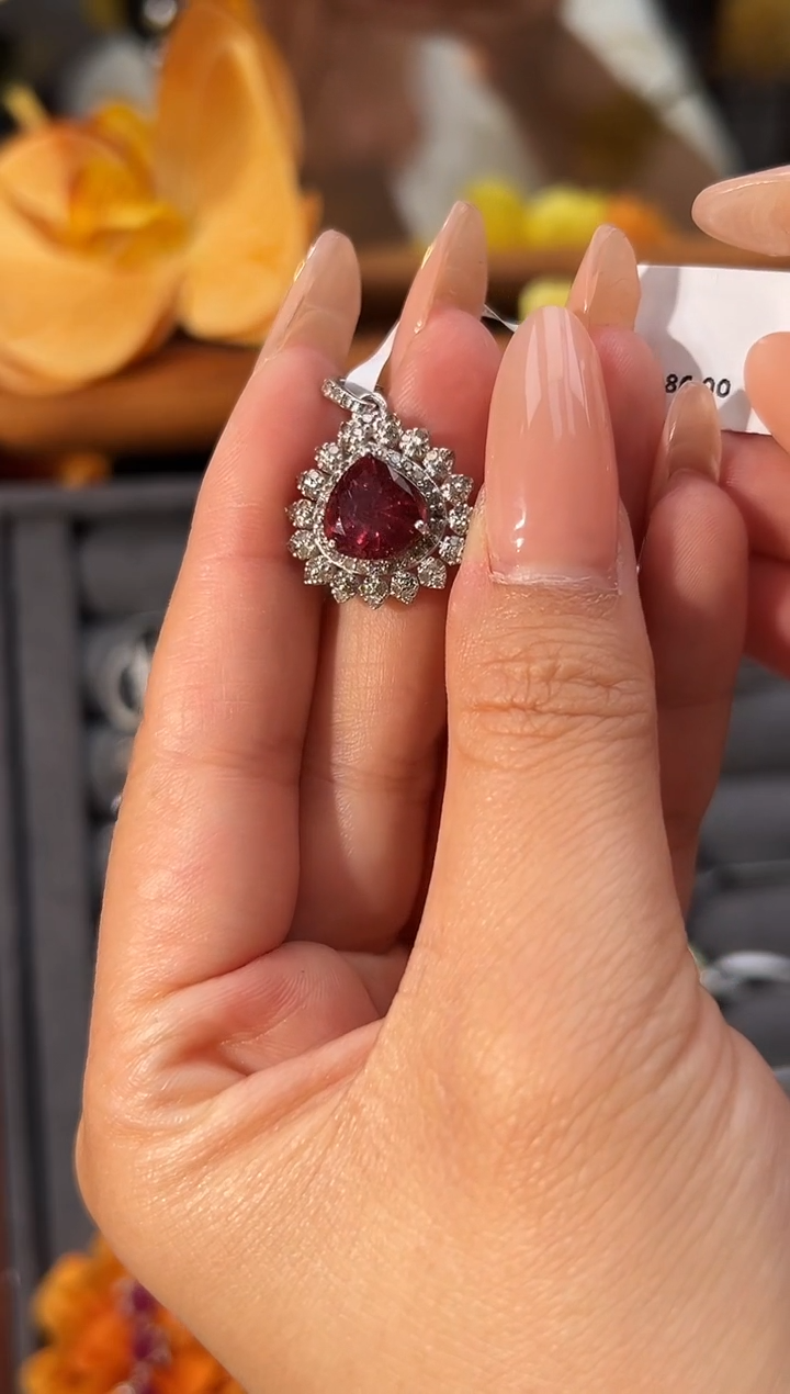 颈饰银S925镶嵌碧玺吊坠