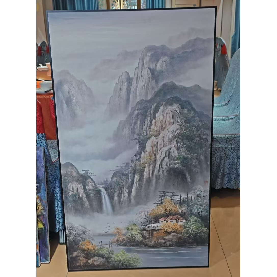 尚美诚《云湲山居》原创纯手绘餐厅沙发玄关装饰挂画油画