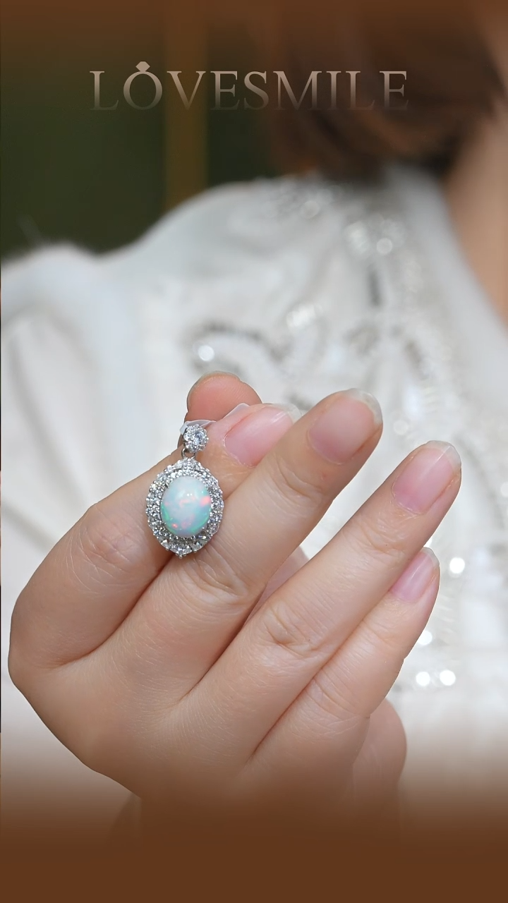 银S925镶嵌欧泊吊坠050