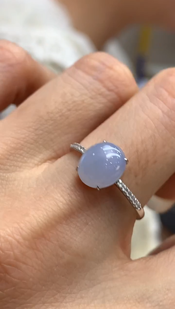 【闪购商品】翡翠戒指18K金镶嵌戒指#14圈上下两个圈口免费改