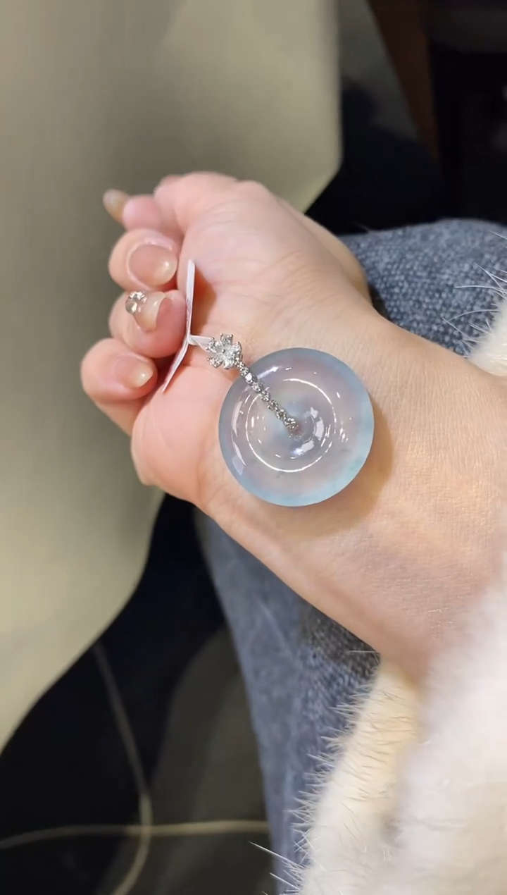 吊坠(不含链)18K金镶嵌翡翠平安扣