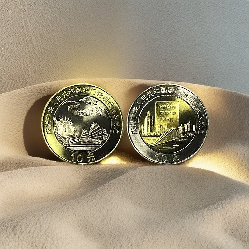 法定货币澳门纪念币99年澳回归纪念币10元硬币双色金属纪念币