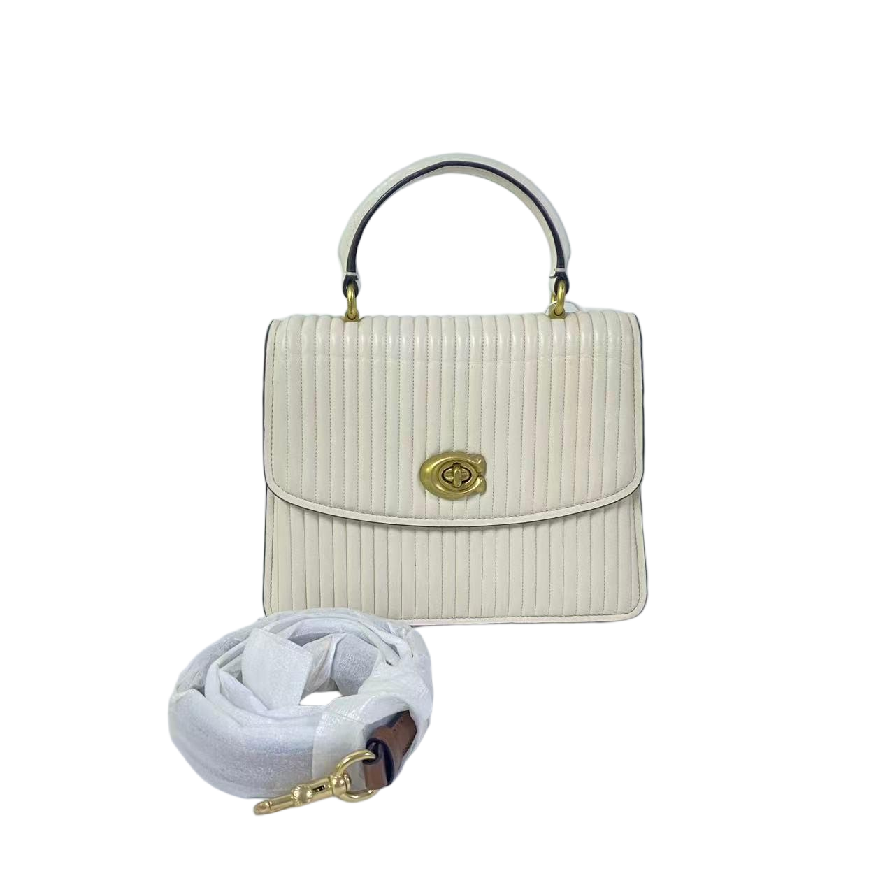95新 COACH/蔻驰 白色全皮手提斜挎包女士单肩时尚经典SH-30995-A