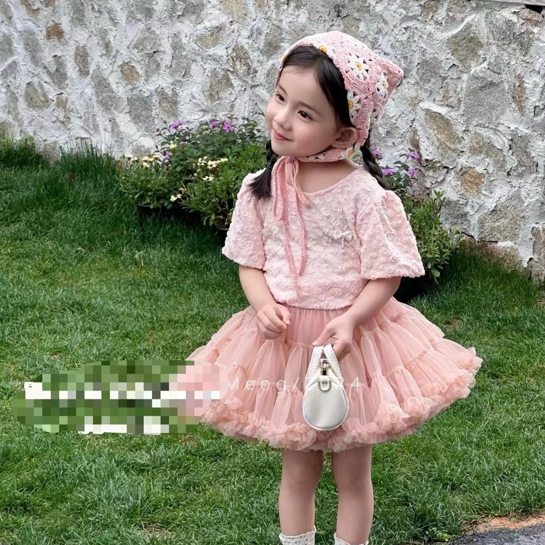 81209夏季女童珍珠蝴蝶结T恤