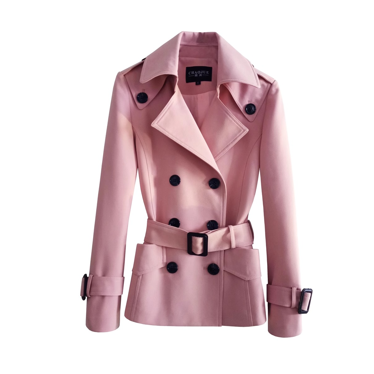 0533短款风衣女双排扣2025春秋新款气质减龄上衣时尚小外套