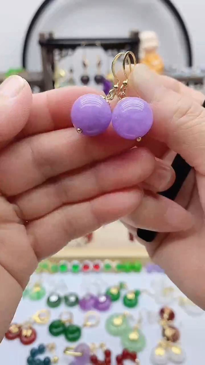 14K金镶嵌耳饰玛瑙/玉髓190