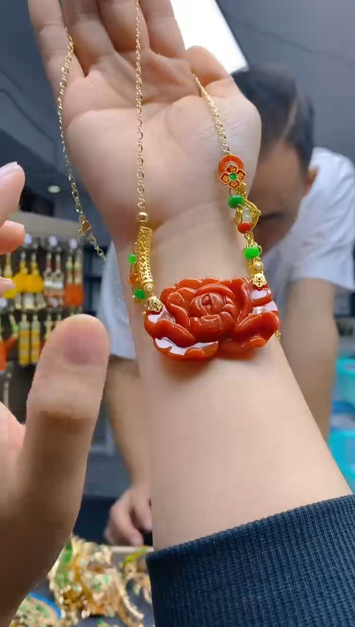 【闪购商品】翡翠耳饰合金455翡翠锁骨链
