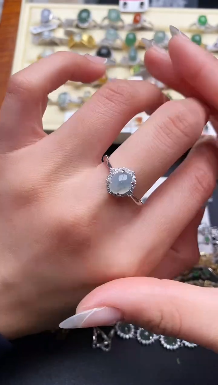 【闪购商品】翡翠戒指银S925镶嵌333333 +1 