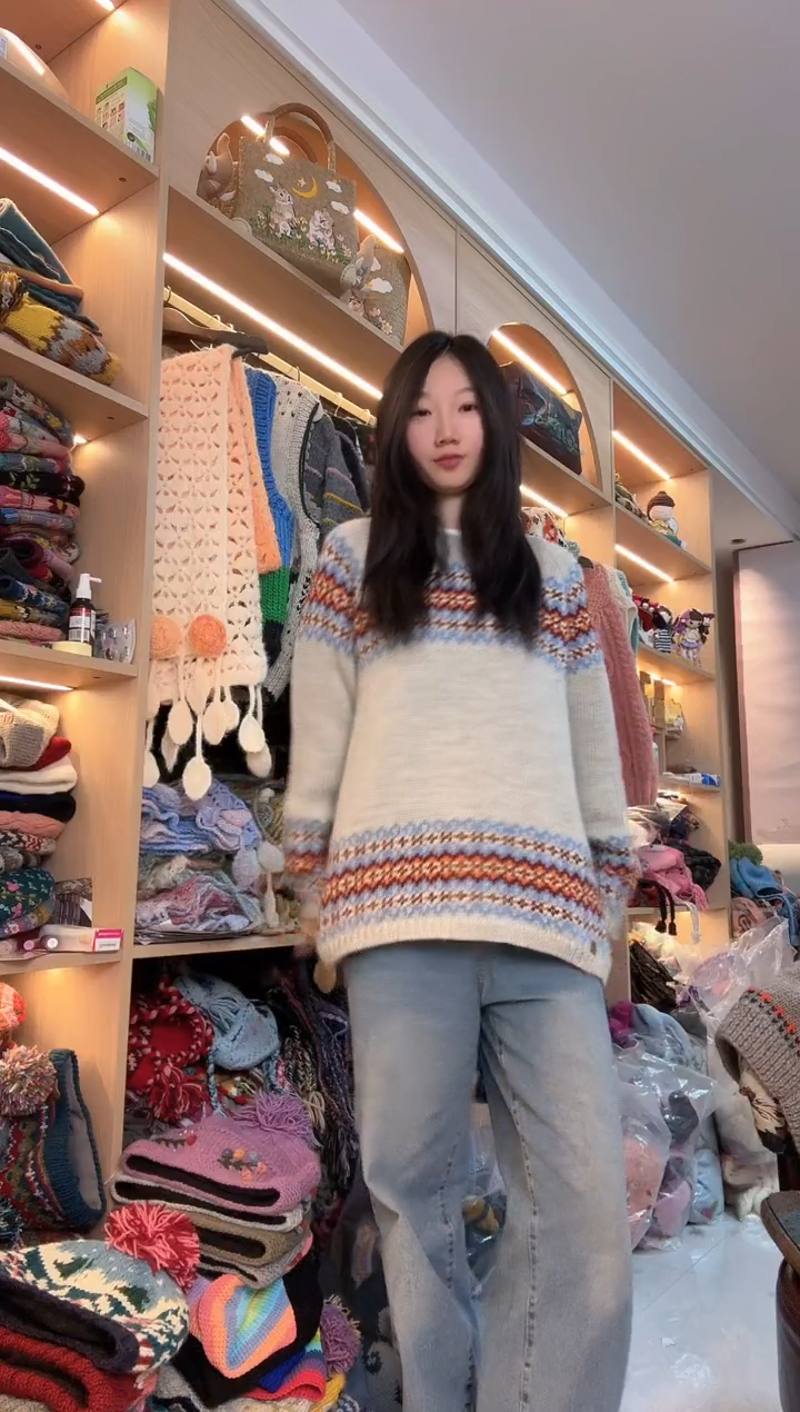 羊毛灰色费尔岛毛衣