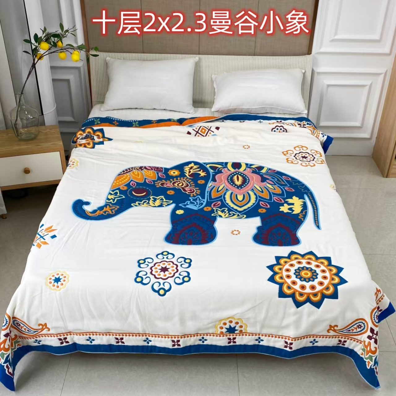 B0010冬被2*2.3m十层大被子纯棉多层纱布面包被盖毯可铺可盖国潮