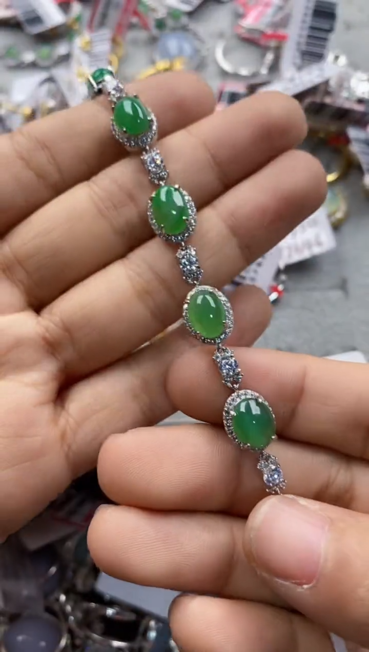 银S925镶嵌戒指翡翠444              2