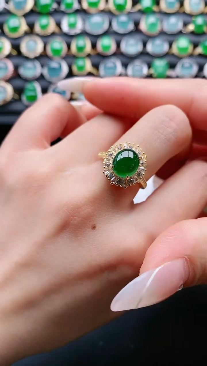 【闪购商品】翡翠戒指银S925镶嵌111111111