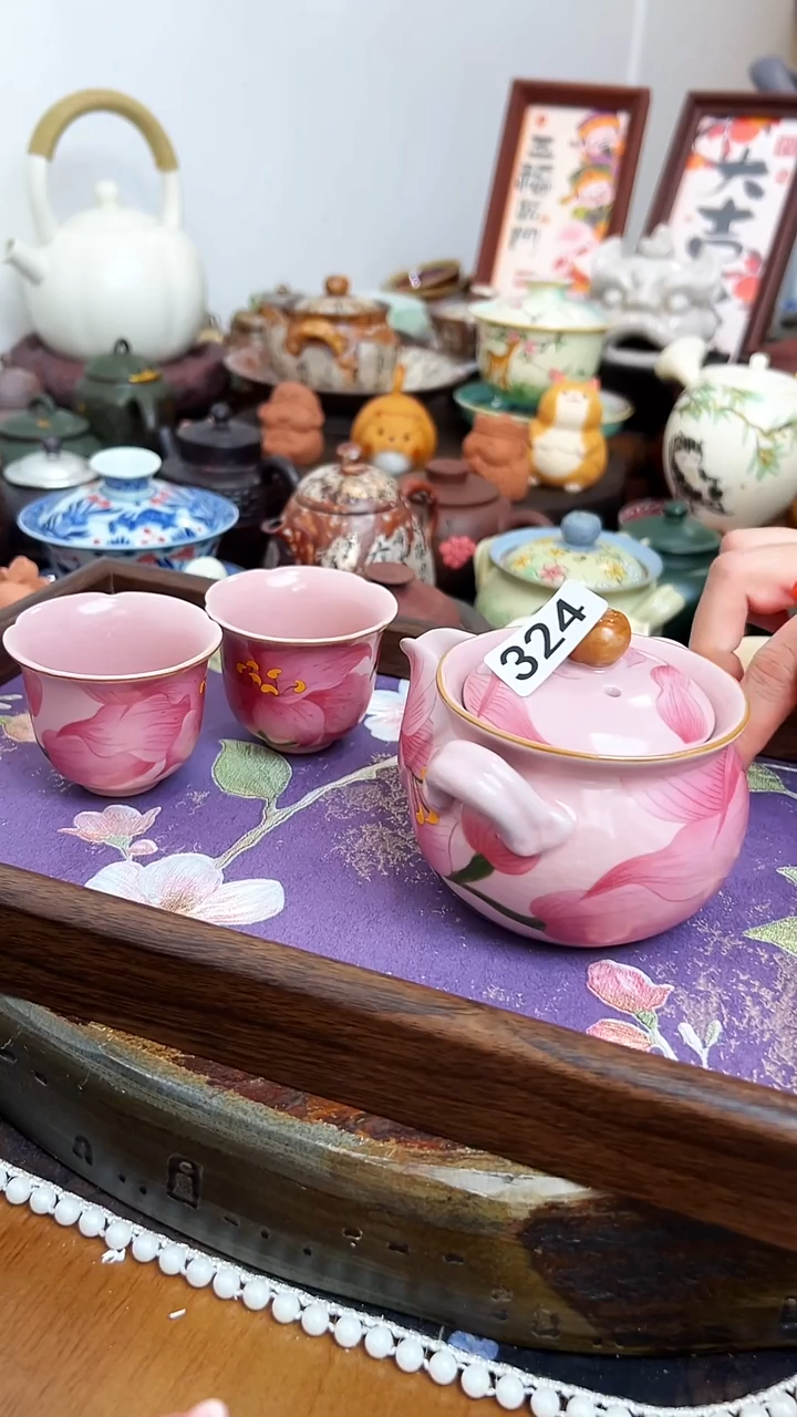  【茶瓷物语】汝窑宝瓶配2杯一茶盘