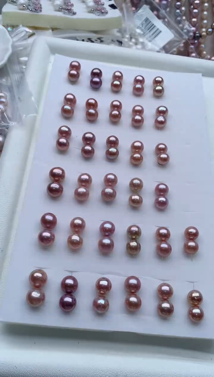 银S925镶嵌耳钉淡水珍珠多样性发其一，非无暇