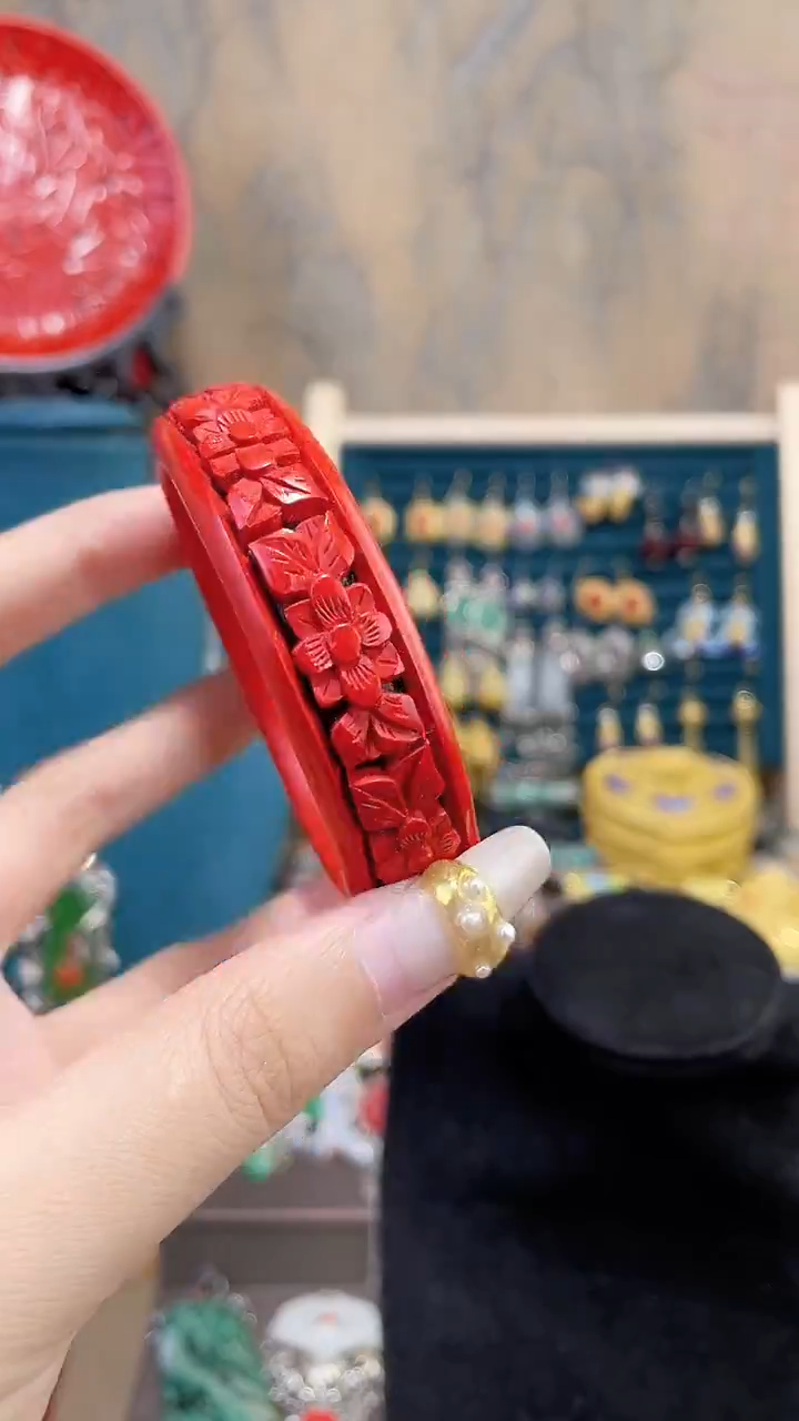 非遗雕漆镯子花卉52-55