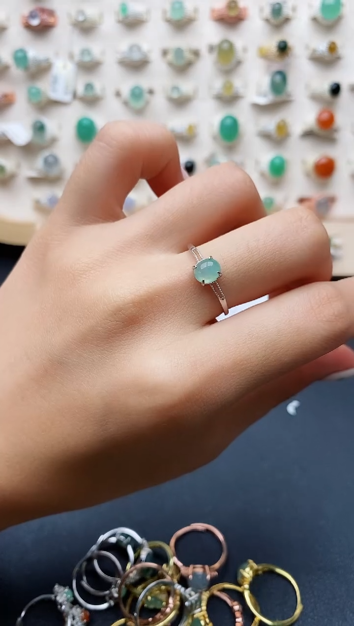 【闪购商品】翡翠戒指银S925镶嵌缅甸翡翠