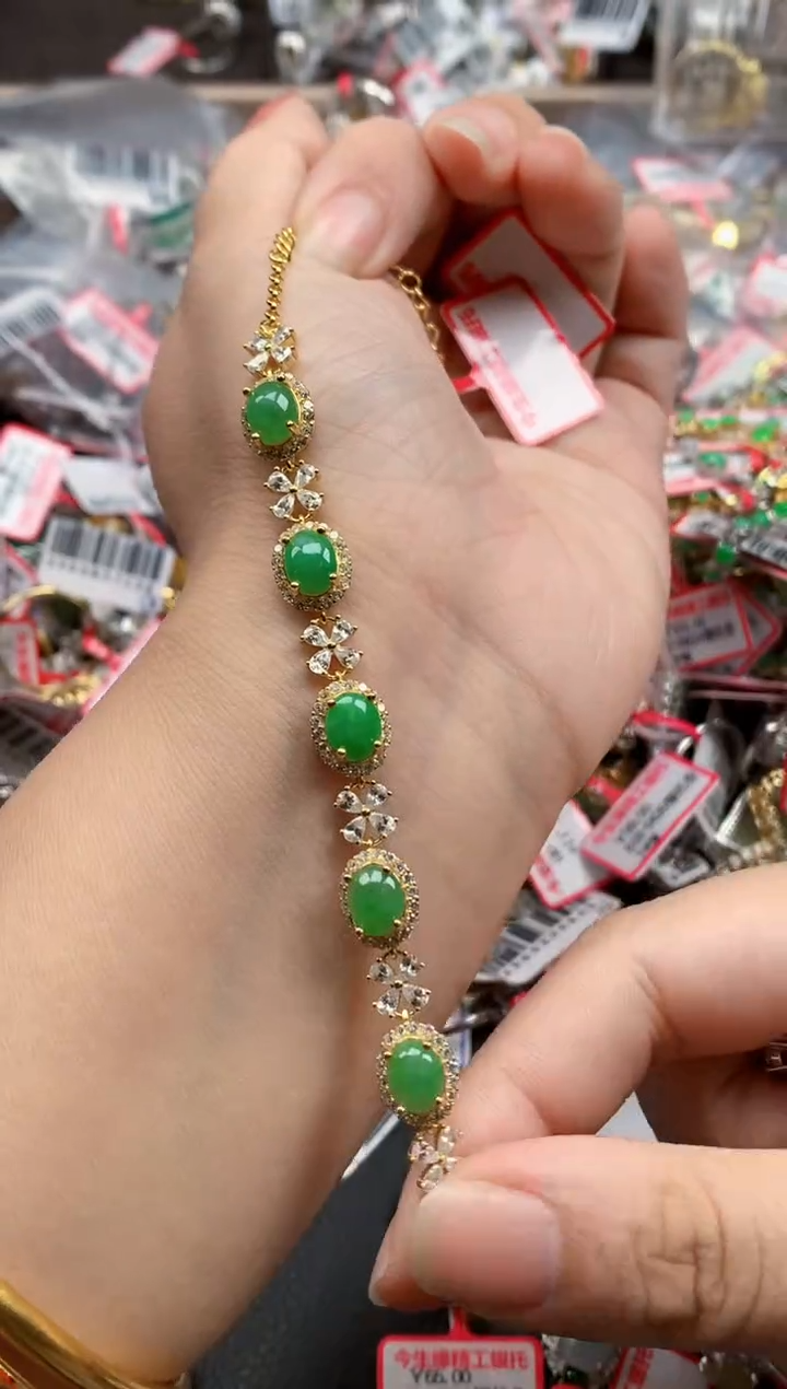 银S925镶嵌戒指翡翠天然A货缅甸翡翠