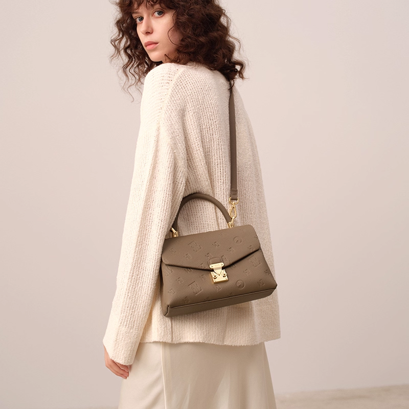 ELLE25新款包包经典系列TOGO头层牛皮压纹手提包翻盖斜挎包24625