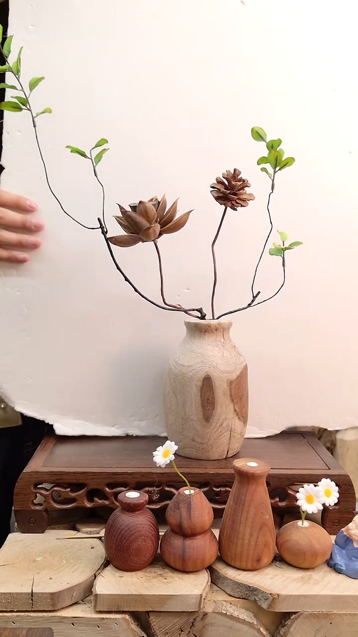 木实木花瓶一物一拍