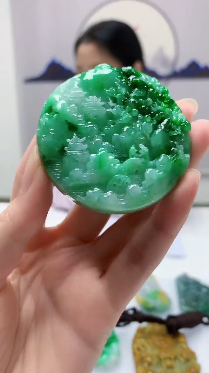 【闪购商品】定制翡翠未镶嵌4902zm-毛货挂件156山水