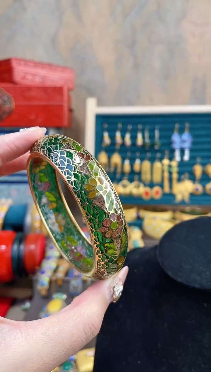 【闪购商品】非遗景泰蓝脱胎镯子55-58绿色
