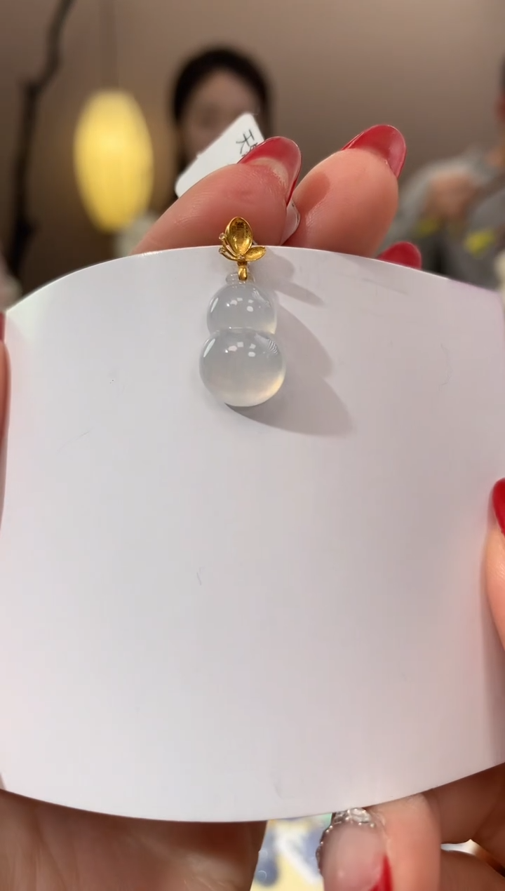 【闪购商品】翡翠颈饰18K金镶嵌天然缅甸a货翡翠