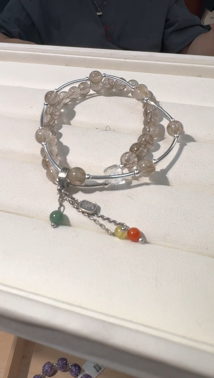 【闪购商品】水晶手链银S925镶嵌银发双圈设计款