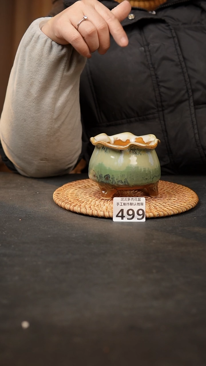 【闪购商品】瓷片499泥泥手工花盆口7