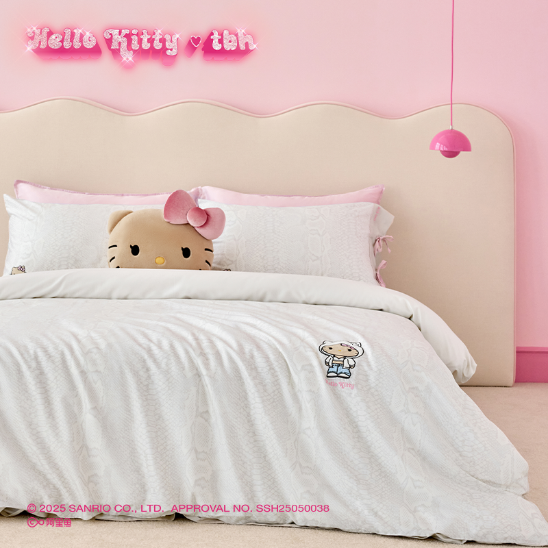 tbh野兽派家居床上四件套Hello Kitty天丝棉印花单双人床品套件夏