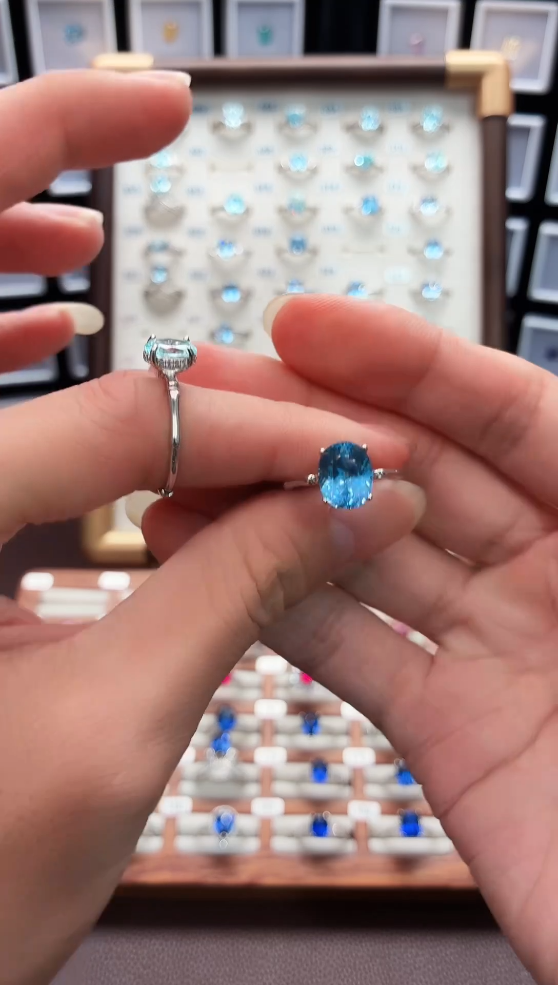 银S925镶嵌戒指海蓝宝石000