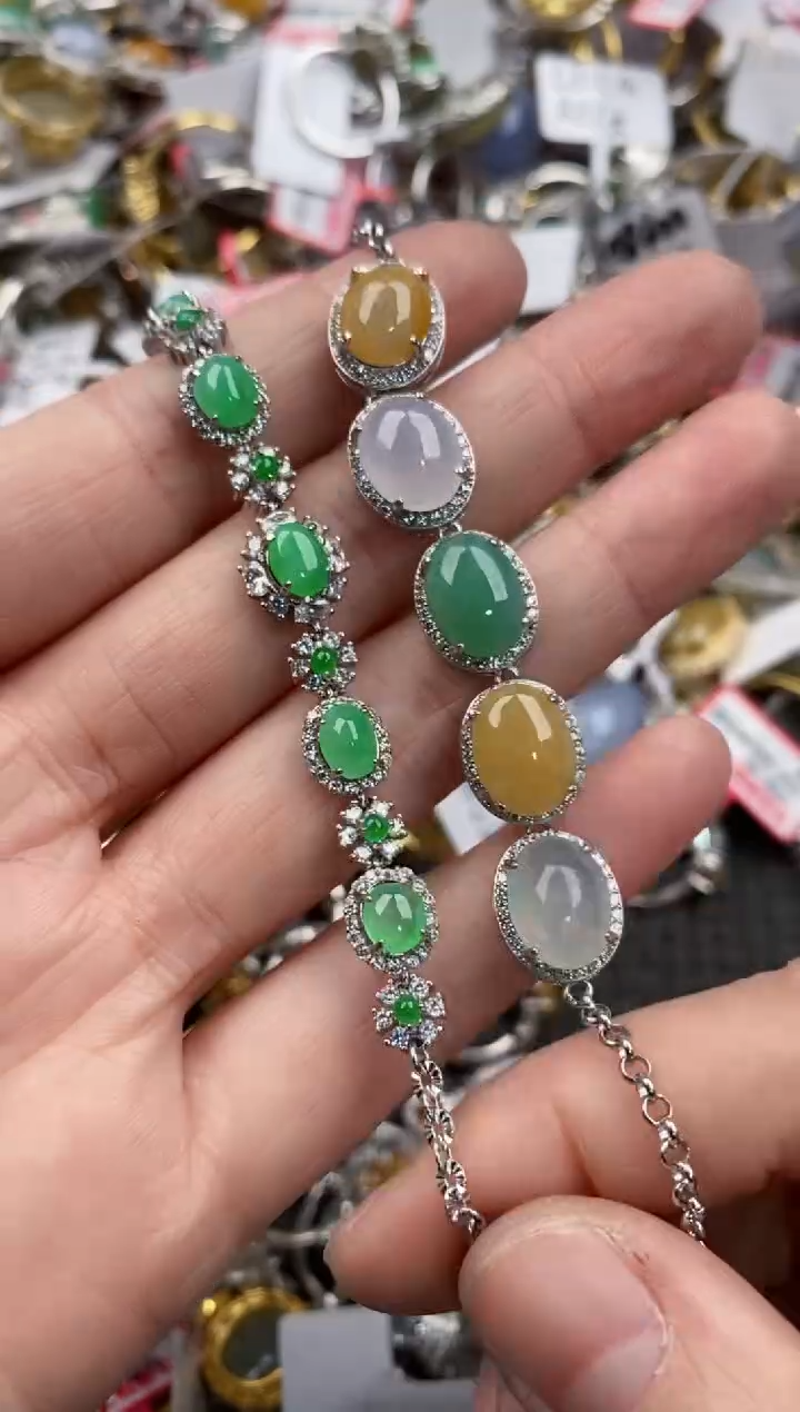 银S925镶嵌戒指翡翠444   5