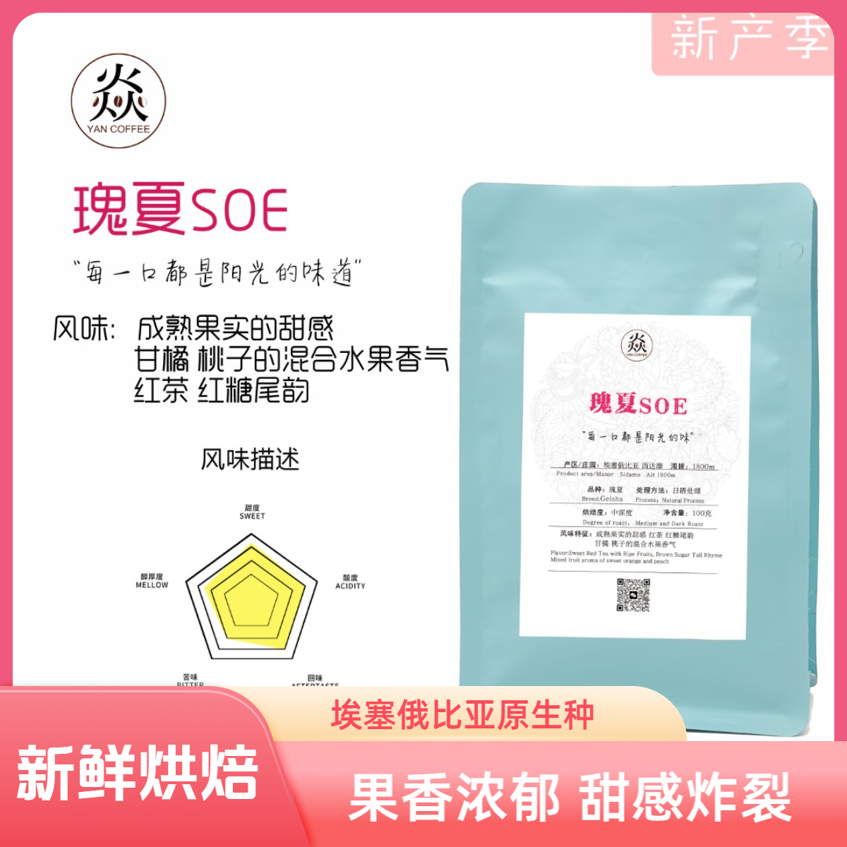 【瑰夏SOE】埃塞俄比亚西达摩黑咖啡水果香气爆炸甜感美式黑咖