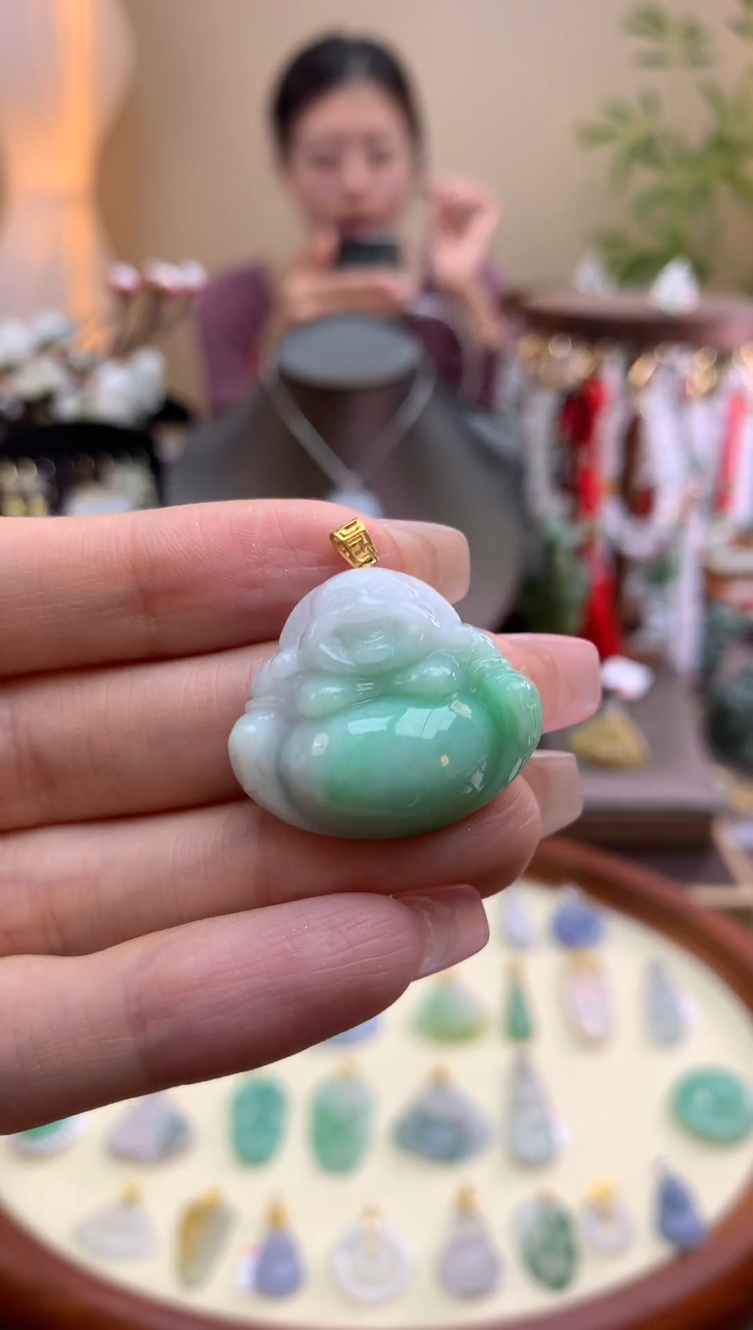 【闪购商品】翡翠颈饰18K金镶嵌佛公