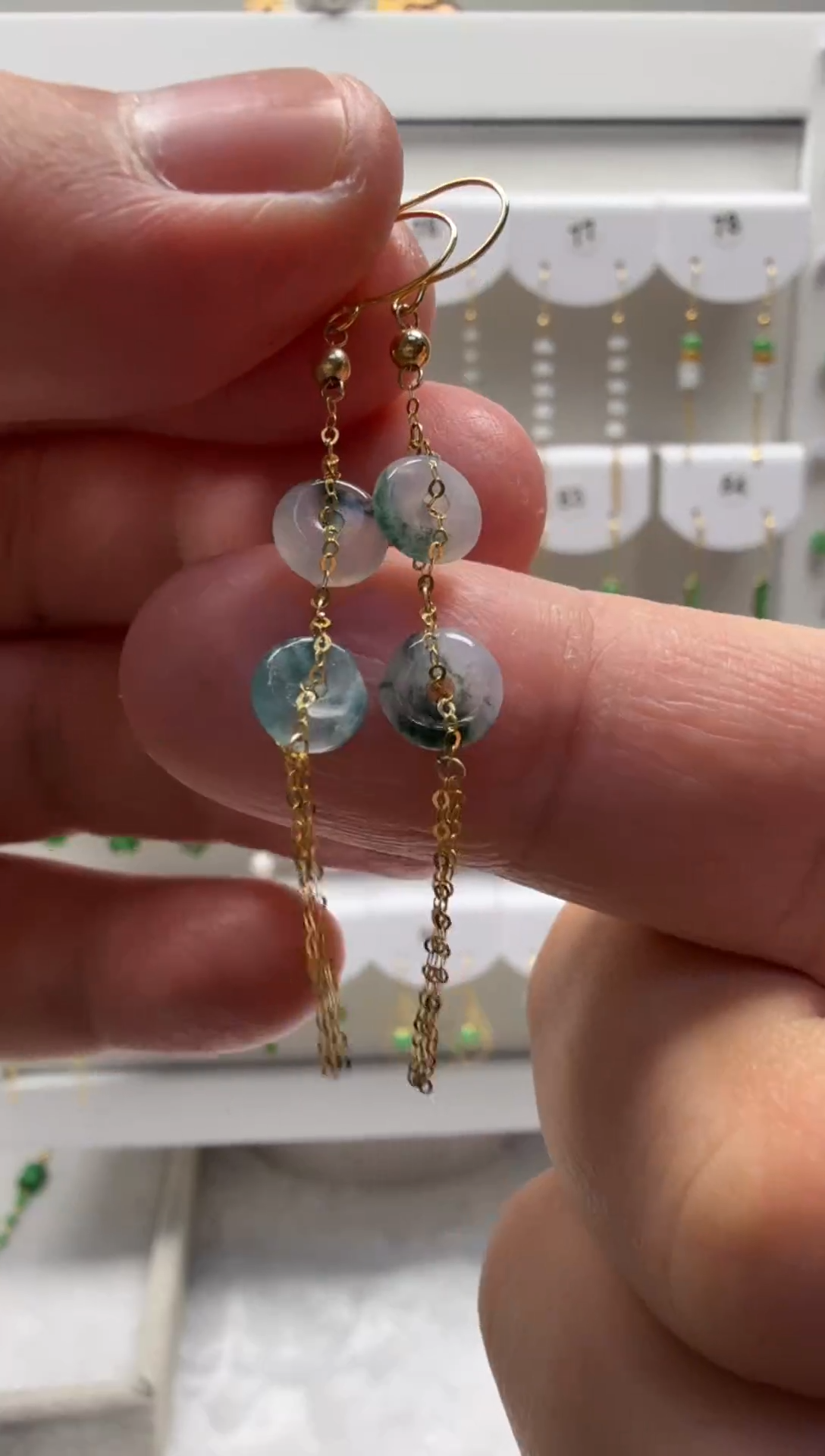 18K金镶嵌翡翠耳饰缅甸天然翡翠a货