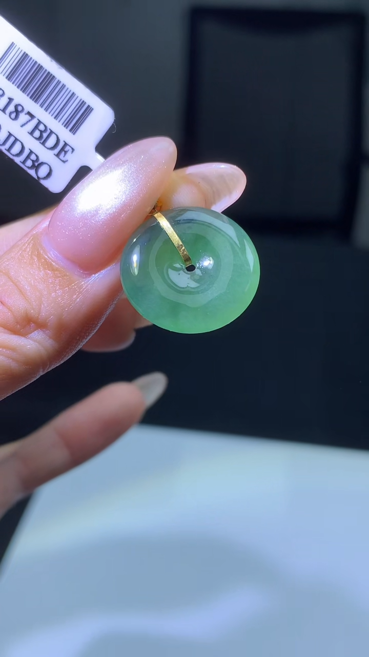 【闪购商品】定制翡翠未镶嵌003ee-毛货平安扣送金扣12